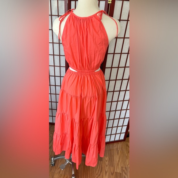 J CREW Harbor Side-cutout Dress in Brilliant Coral - Picture 8 of 9